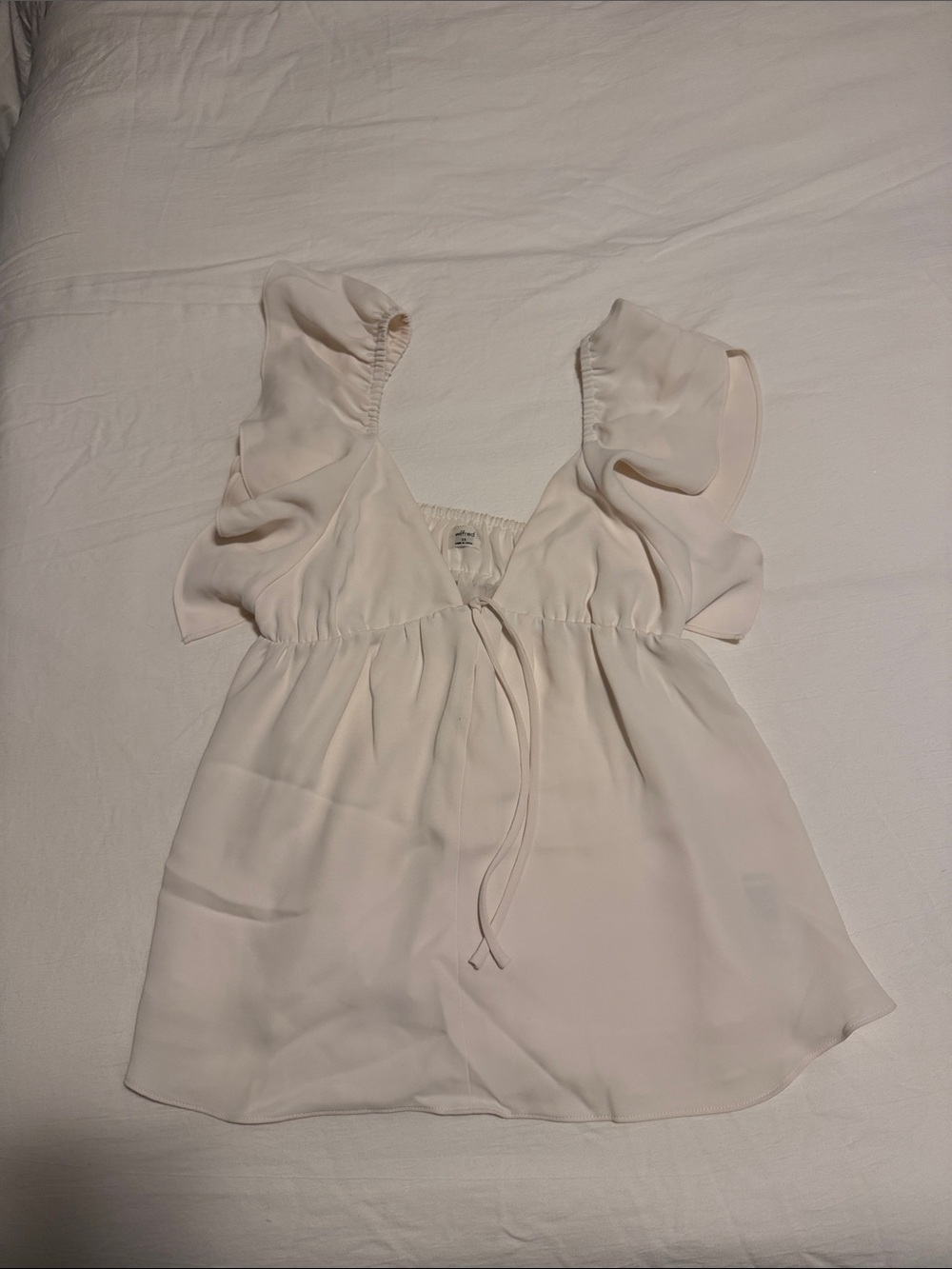 Aritzia Light Cream Ruffle-Shoulder Tie-Front Camisole